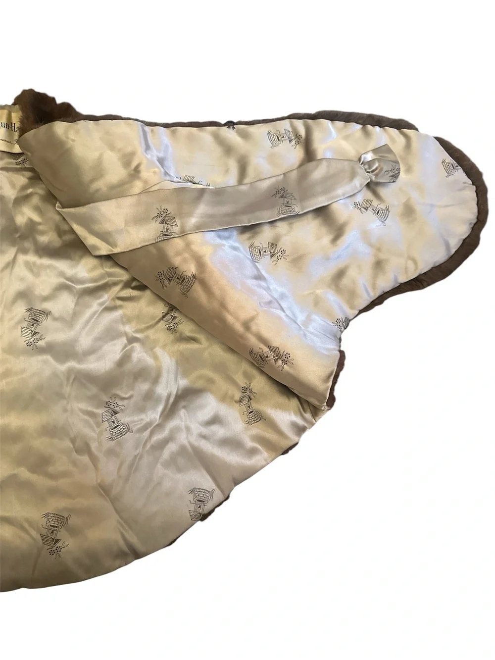 Brown Mink Stole Wrap Shawl Pockets Strashun-Hasty Inc. Full Shiny Luster Vtg